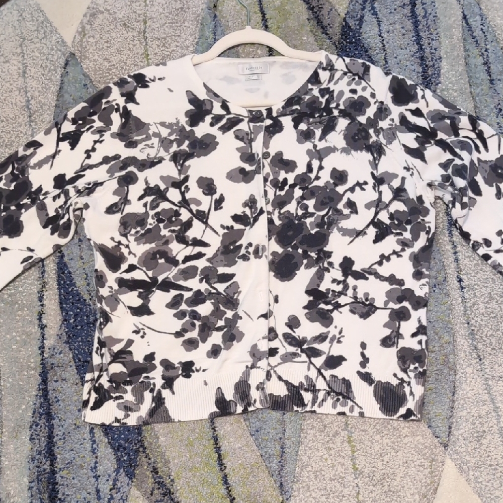 Van Heusen Floral Black and White Cardigan